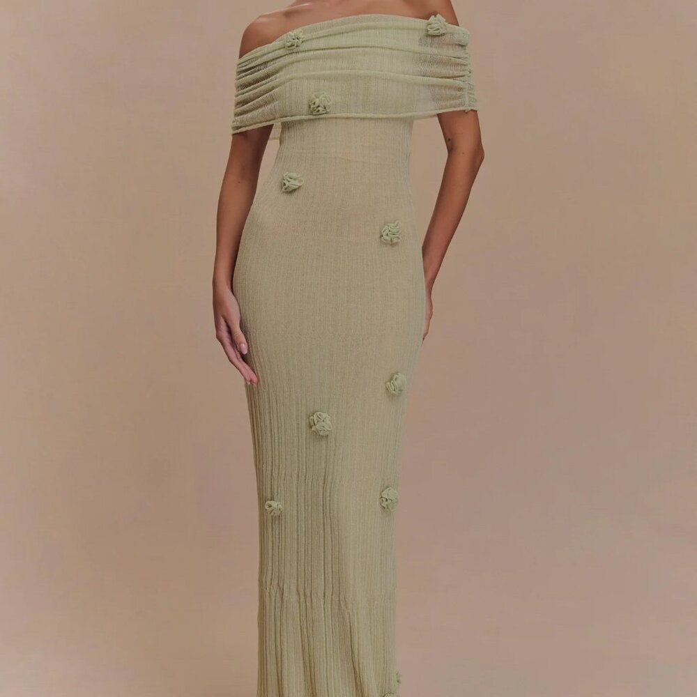 Brynn Orchid Knit Maxi Dress Pastel Green
